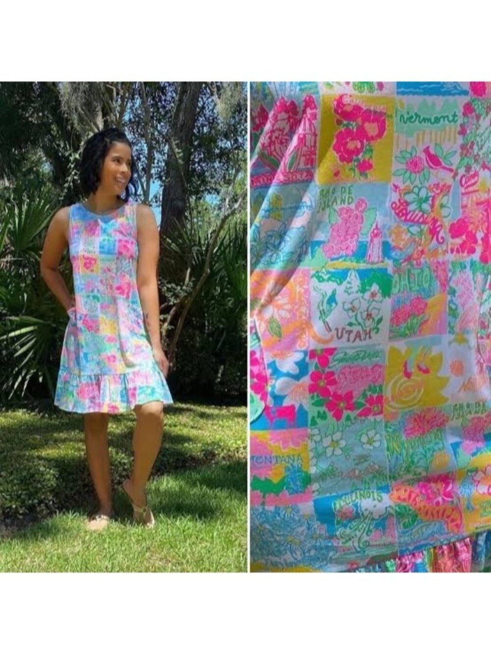 Lilly Pulitzer M Swim Coverup Kristen Flounce Swing Dress State of Mind